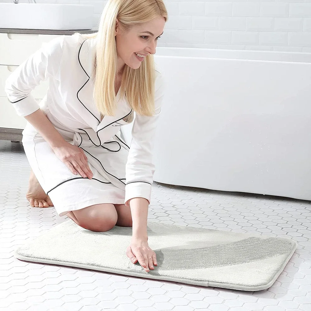 Walensee Extra Thick Memory Foam Bath Rug 24x48 Ivory Non-Slip Plush Mat
